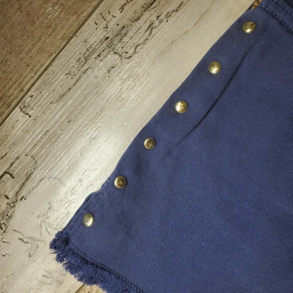 Michael Kors Studded Indigo Blue Raw Hem Women's Shorts Size 2 EUC